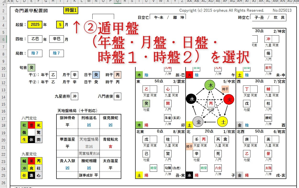 時空とつながる奇門遁甲Excel版