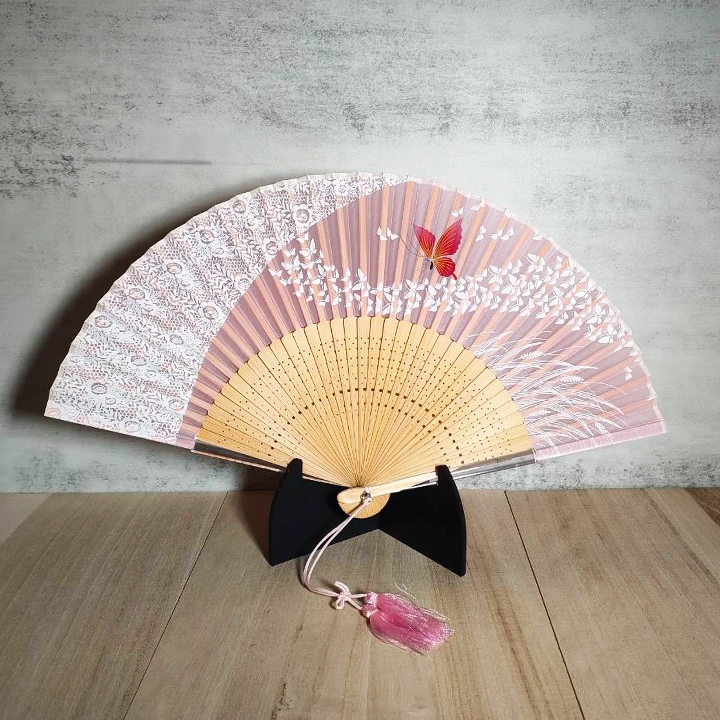 Vintage traditional Japanese sensu folding fan Pink | Tokyo Store
