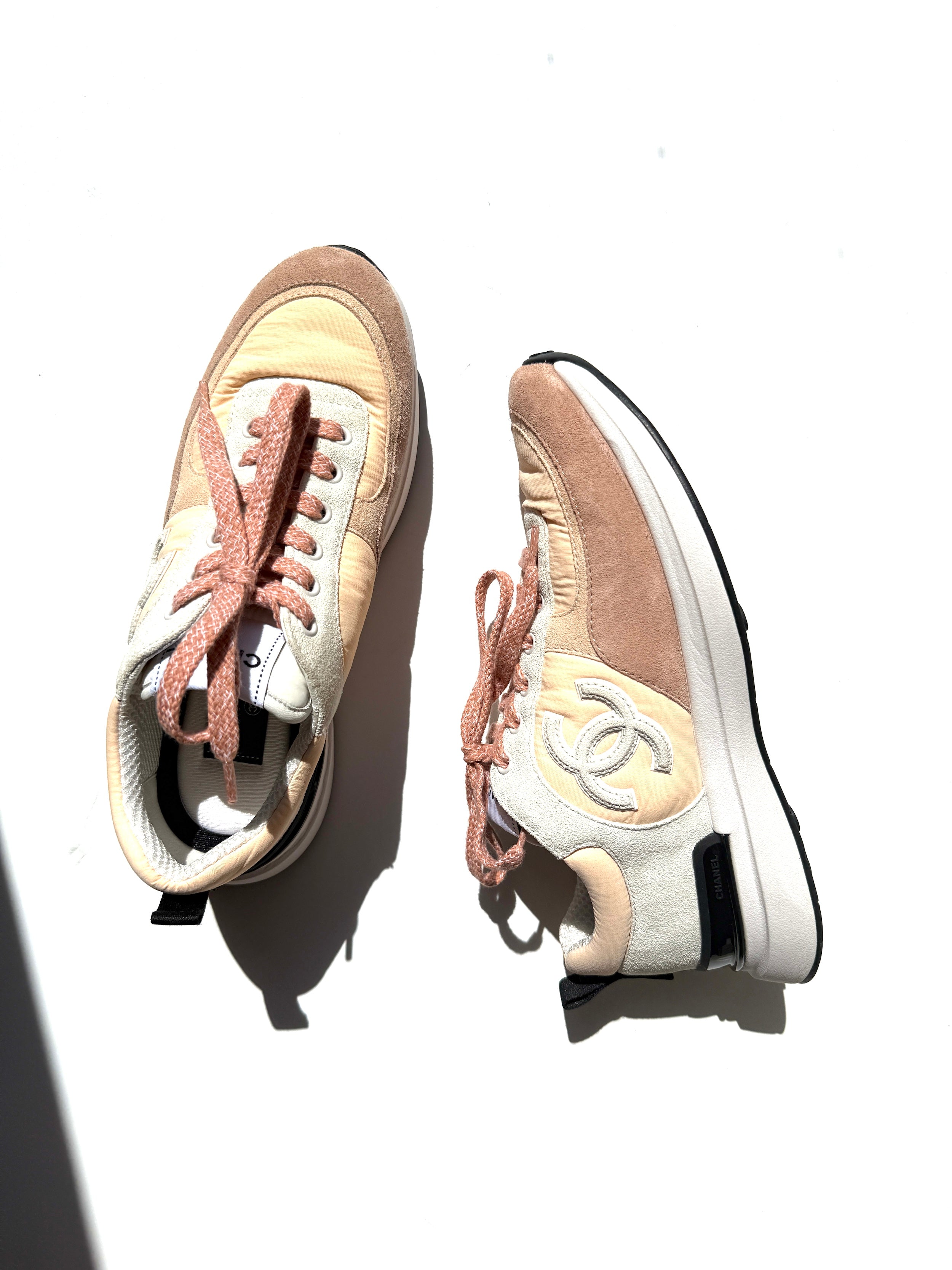 CHANEL CC Interlocking Multicolor Logo Light Beige, Gray 22P