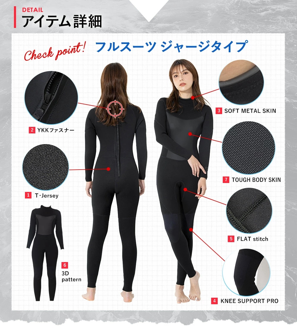 RSS SURF レディース フルスーツ バックジップ 3mm S～LB 全1色