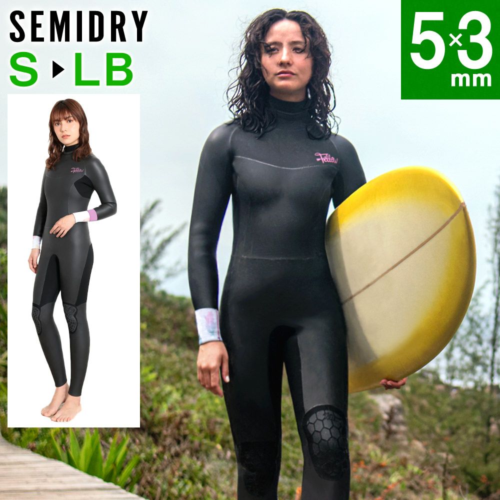 FELLOW レディース セミドライ バックジップ 5x3mm S～LB 全1色