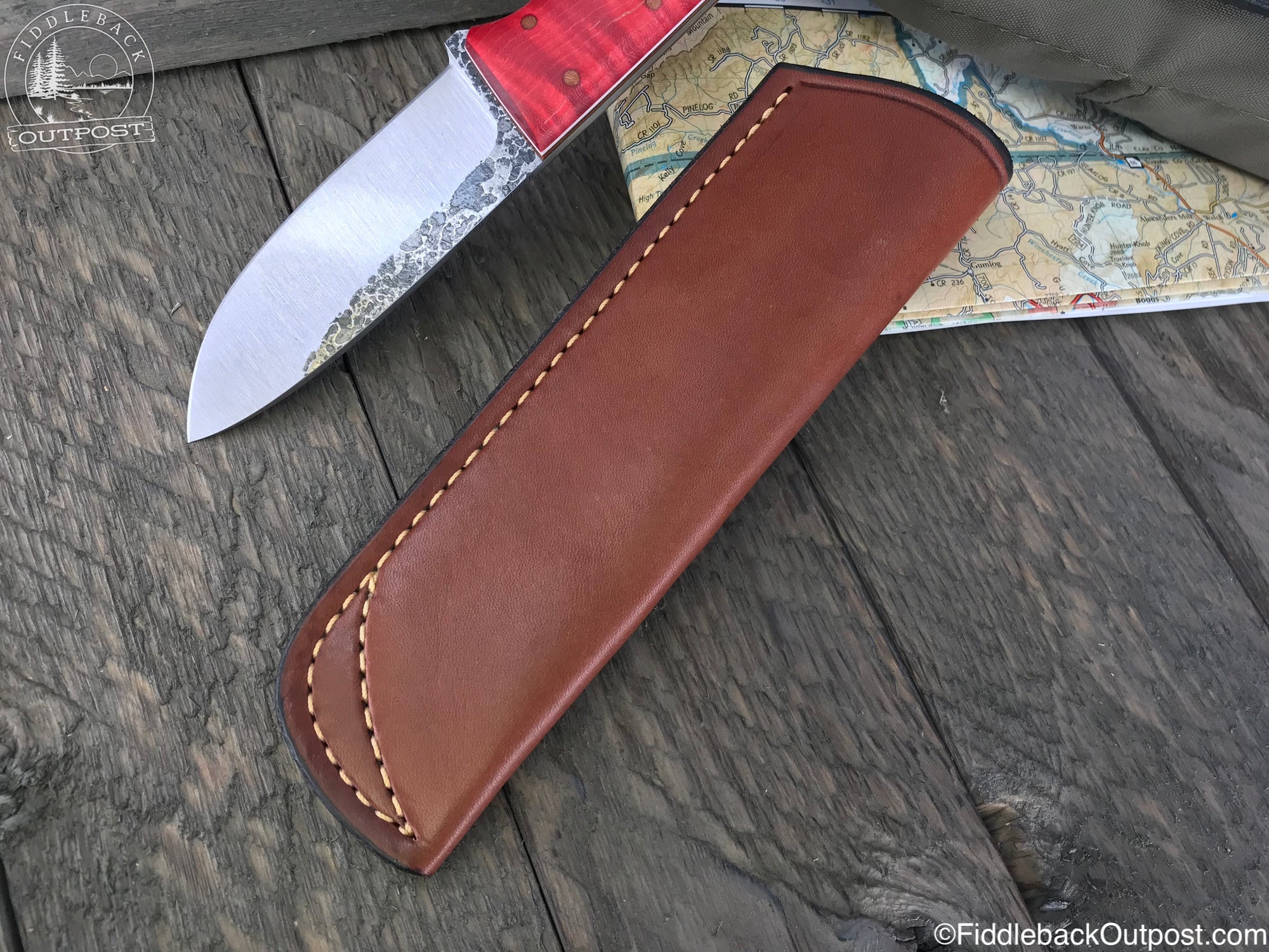 Trekker 718 - Leather Belt Sheath for Knife - Fiddleback Outpost