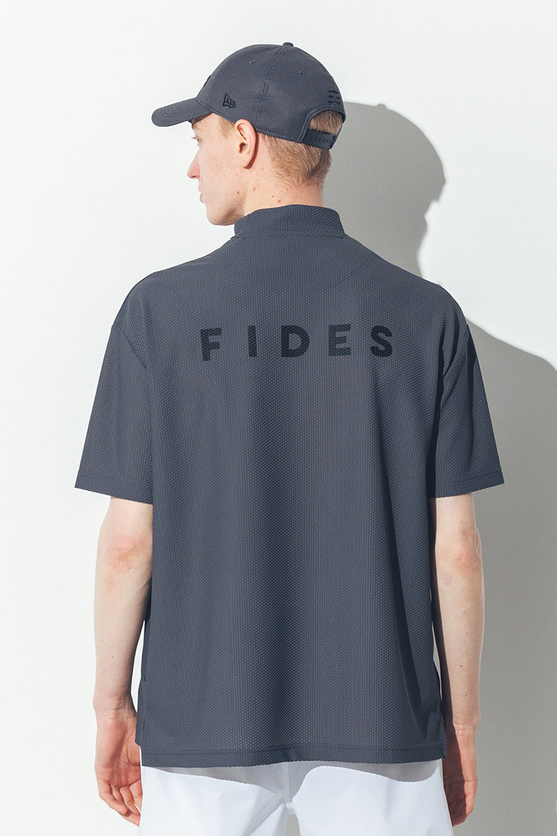 MESH TRICOT LOGO MOCK NECK S/S – FIDES