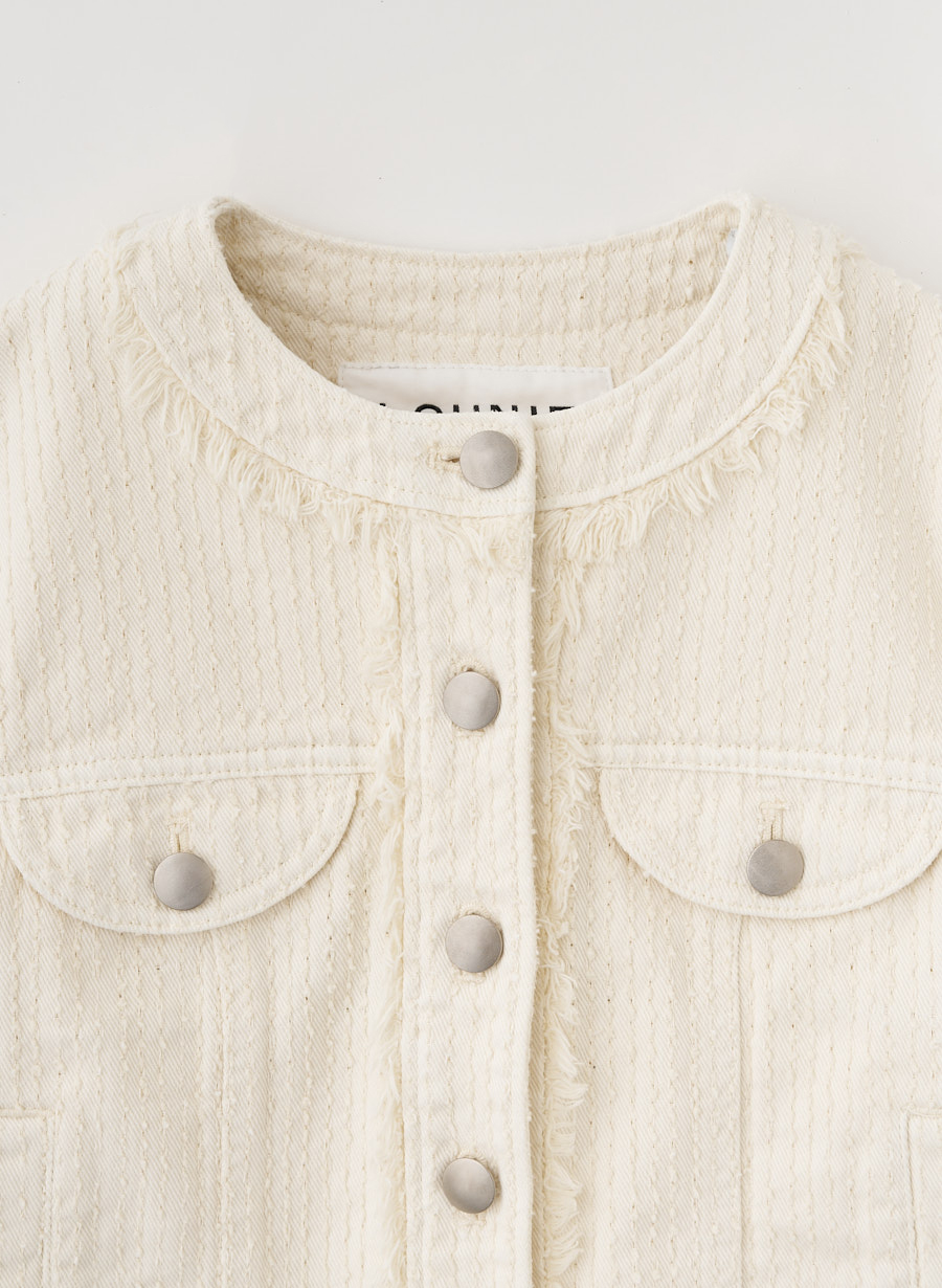 ニードルパンチデニムジャケット/セットアップ可｜LOUNIE（ルーニィ