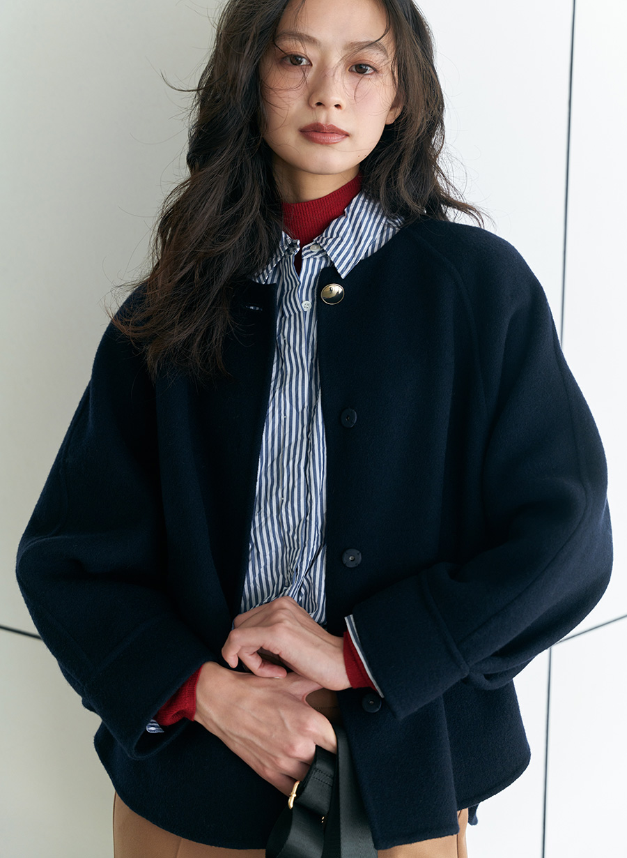 極美品♡ ルーニィ ケープコート 金ボタン フード メルトン キャメル