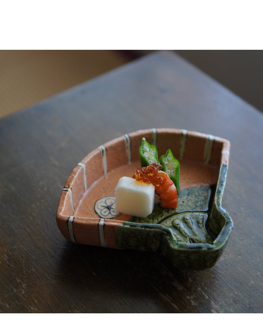 値下げ】 【10客】加藤十右衛門 織部 扇形向附 共箱 【真作保証