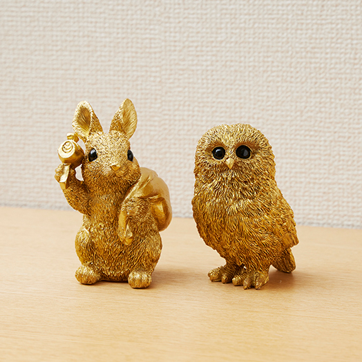 GIE-8702 金運黄金縁起物 うさぎとふくろう | 町の電気屋さんを応援