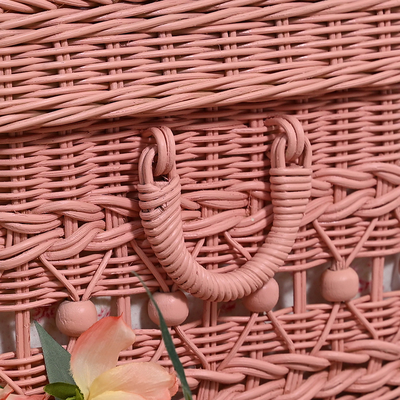 希少】 ビッグサイズ ラタンバスケット かご ピンク 昭和レトロ