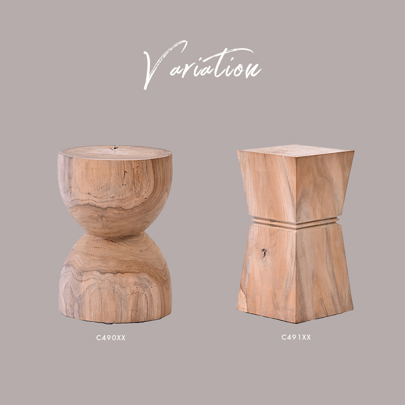 チーク材 無塗装 ラウンドスツール 丸型 C490XXを激安で販売する京都の