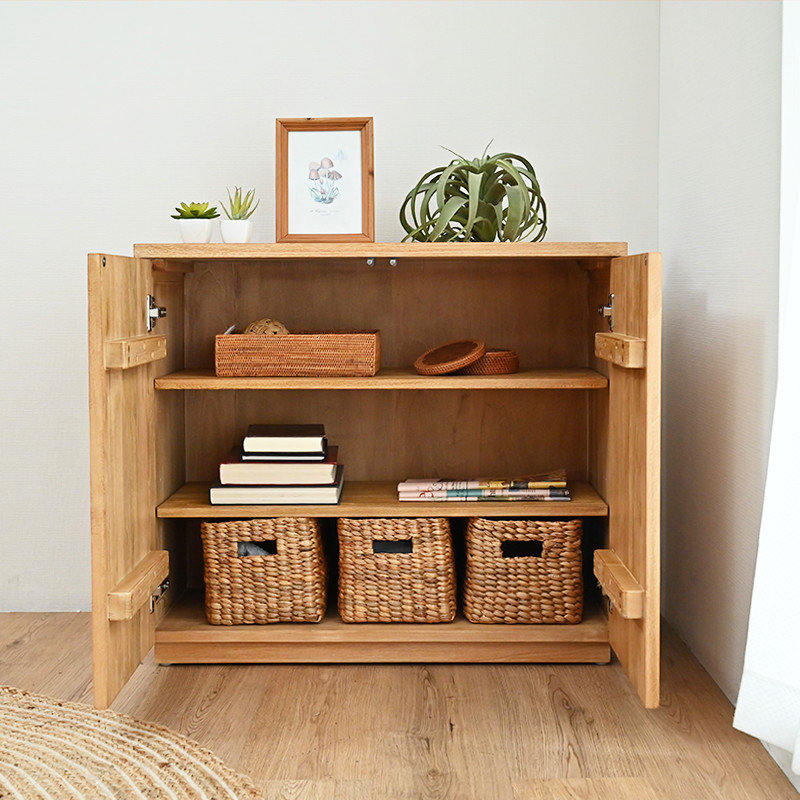 チーク 無垢材 リブキャビネット 幅80cm G662XPを激安で販売する京都の