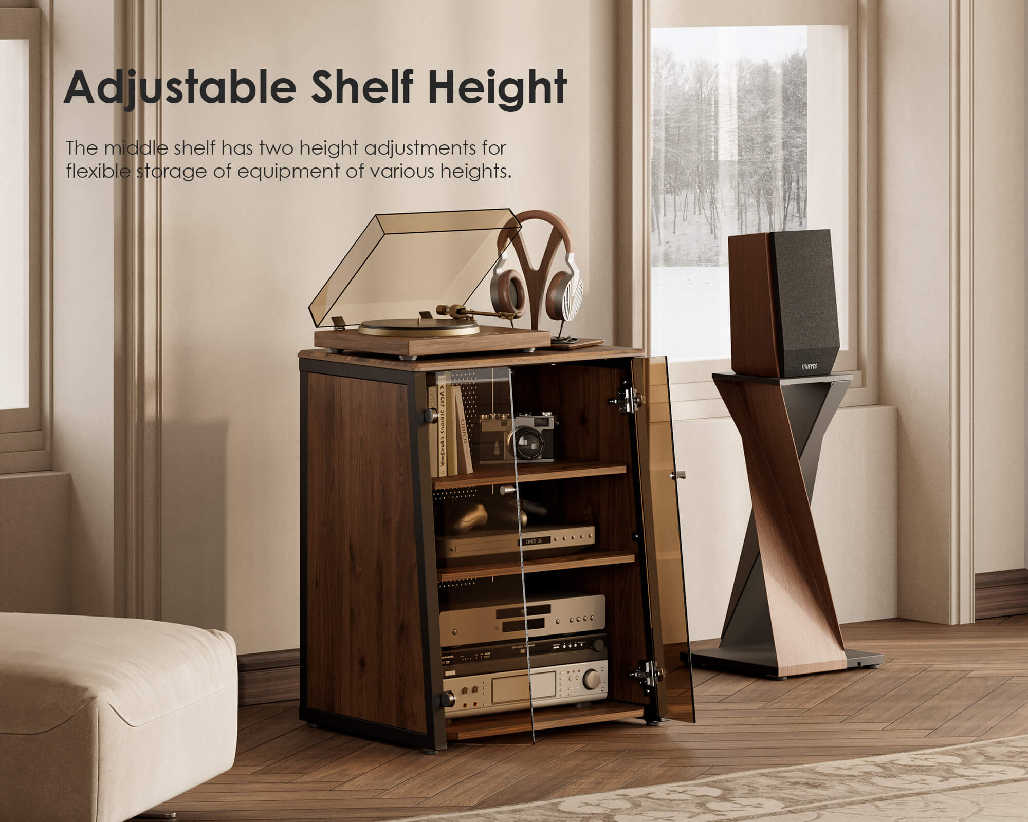 Eiffel V2 AS07 Record Player Stand Enclosed | FITUEYES