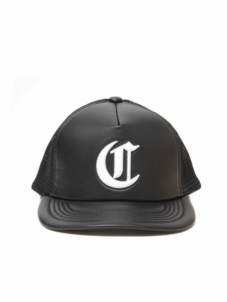 COOTIE PRODUCTIONS / Faux Leather 5 Panel Mesh Cap -Black×White-