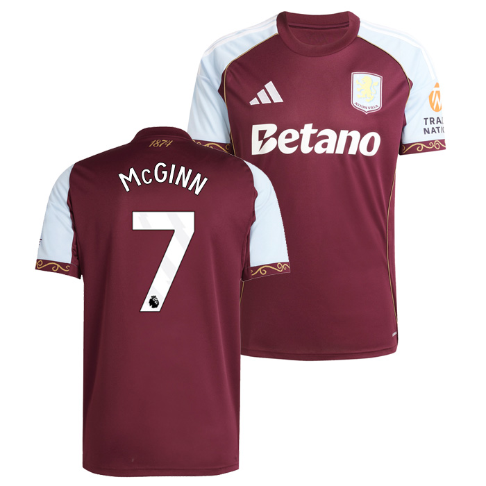 アストンビラ 25-26 ホーム 半袖 ユニフォーム No.7 マッギン【adidas