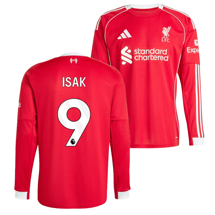 リバプール 25-26 ホーム 長袖 ユニフォーム No.9 イサク【adidas