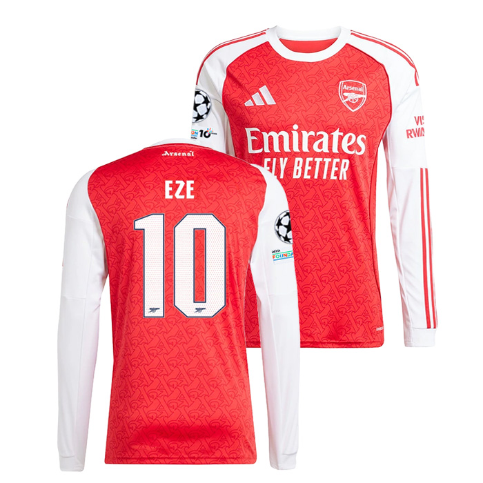 アーセナル 25-26 ホーム 長袖 ユニフォーム No.10 エゼ (CLフルパッチ