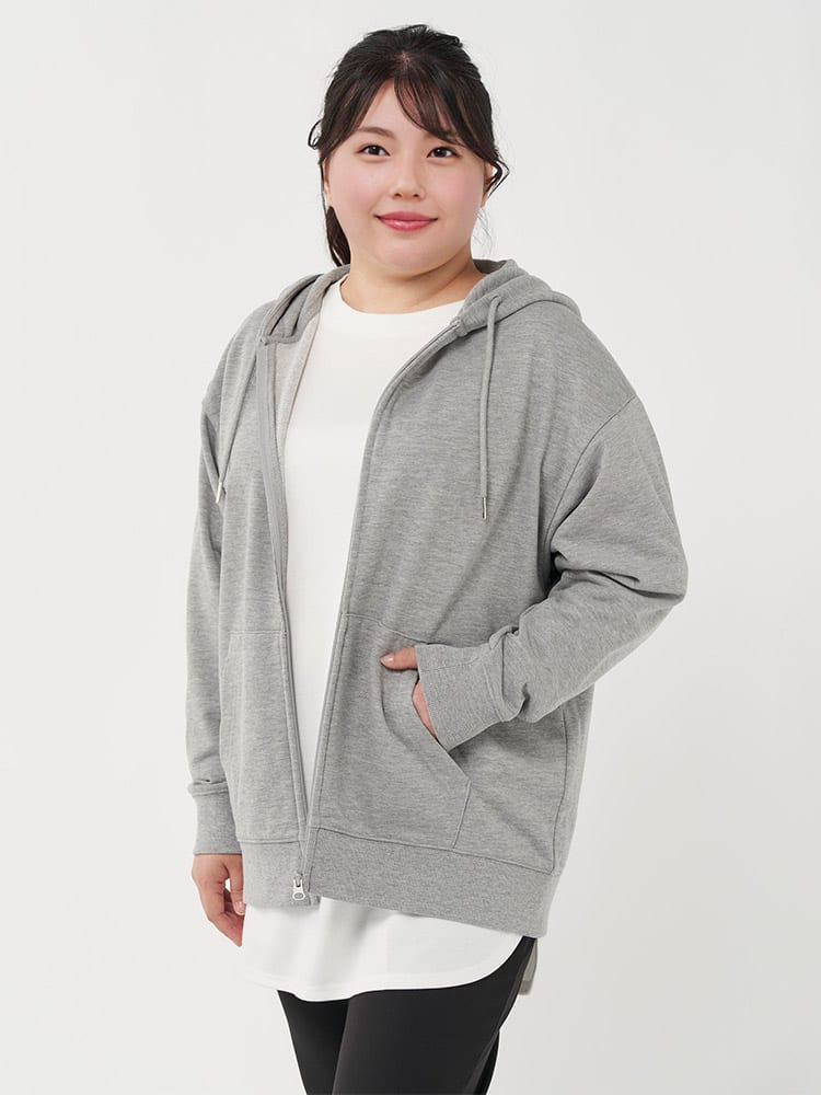 ゆうじRUFFLOG グレー フード付きパーカー XXL M．グレー ジップアップ