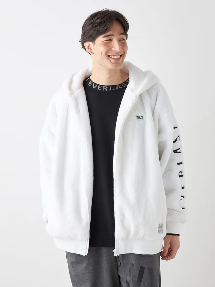 and per se アンパスィ ボア フリース ジャケット ロゴ ホワイト L