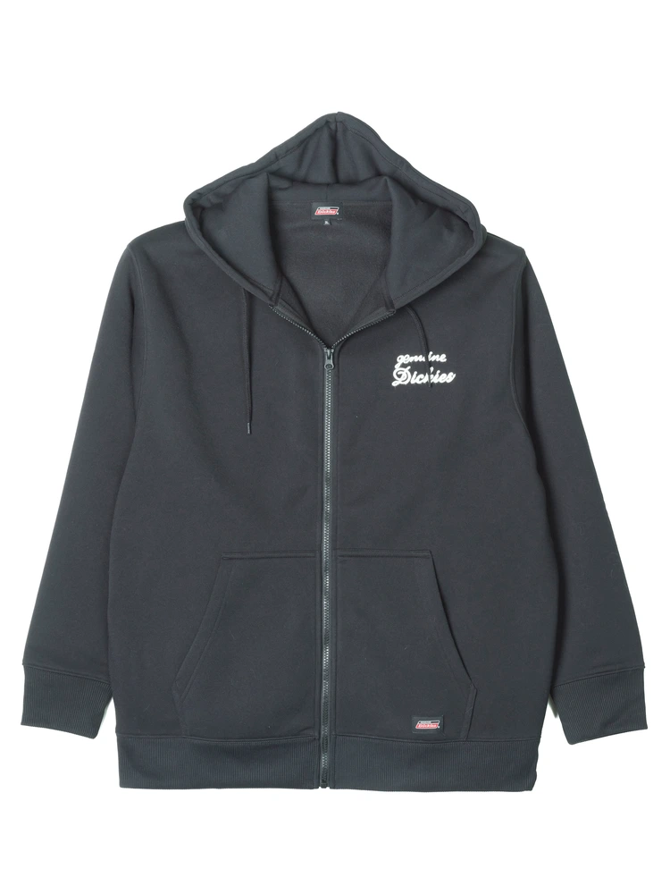 L．グレー 【GENUINE DICKIES】裏起毛ワンポイント刺繍フルジップ