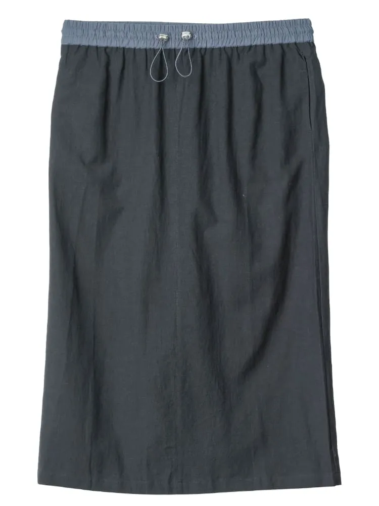 ブラック 【LAVEANGE(ラビアンジェ)】ウエストドロストナローリネン