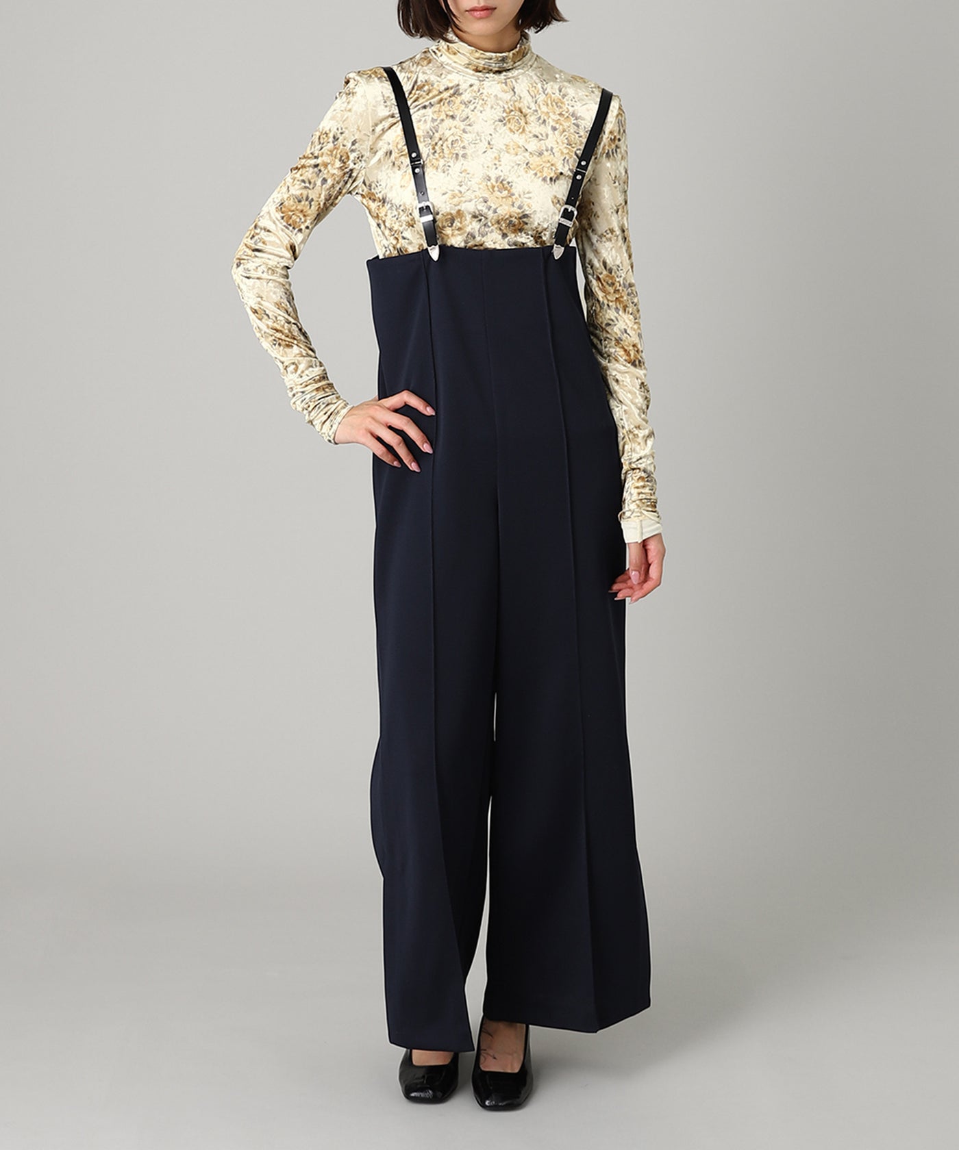 Printed Velour Jersey Turtleneck｜ガニー(GANNI)｜Forget-me-nots