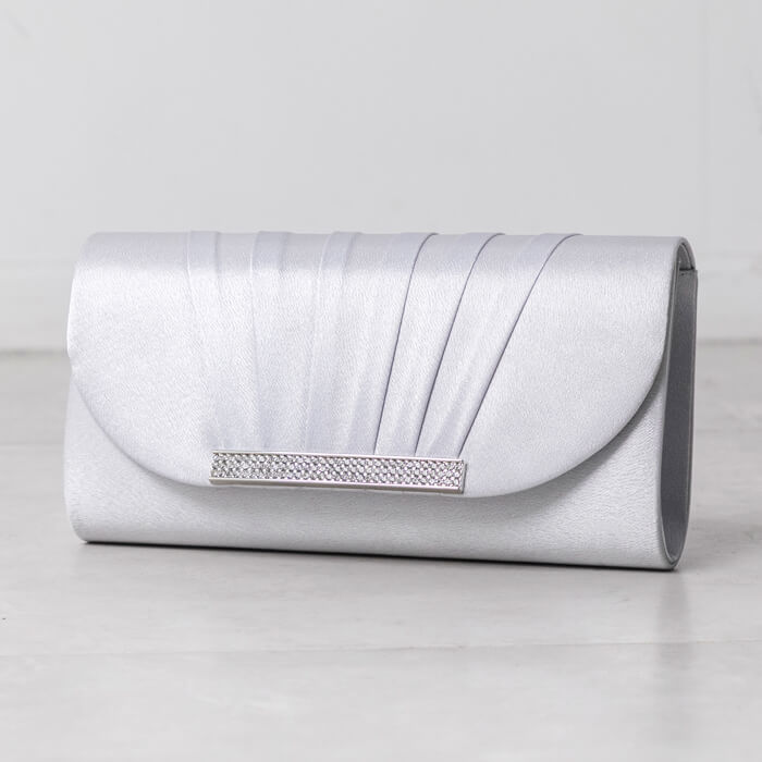 ビジューアクセントのパーティーバッグ ・シルバー｜東京ソワール