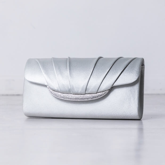 ストーンビジューのパーティーバッグ ・シルバー｜東京ソワール