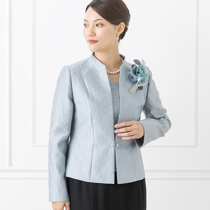 イタリア3Dジャガードのジャケット 9号・サックス｜東京ソワール