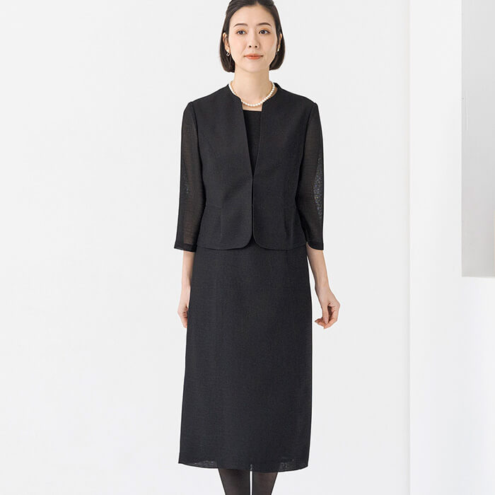 絽｜洗える夏用フォーマルワンピース 13号・ブラック｜東京ソワール