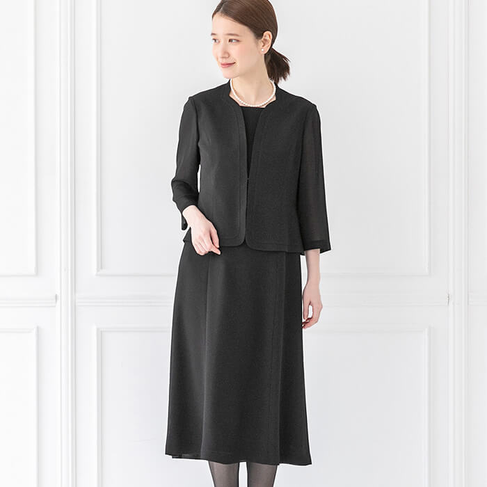 洗える正統派デザインの夏ワンピース 11号・ブラック｜東京ソワール