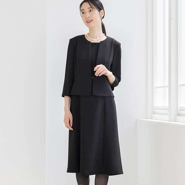 洗える｜サテン切り替えの定番アンサンブル 13号・ブラック｜東京