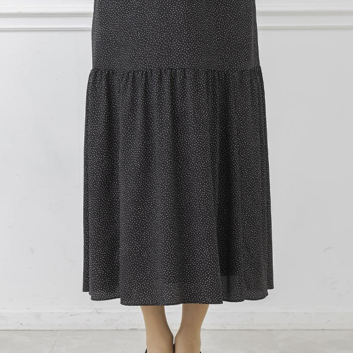 ピンドットプリントのワンピース M・ブラック｜東京ソワール