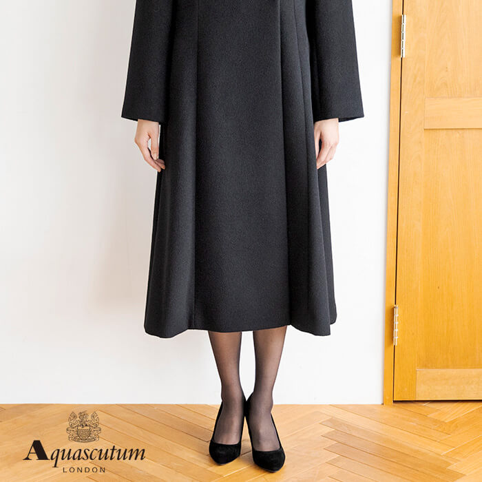 アンゴラ混のクラシカルなコート M・ブラック｜東京ソワール