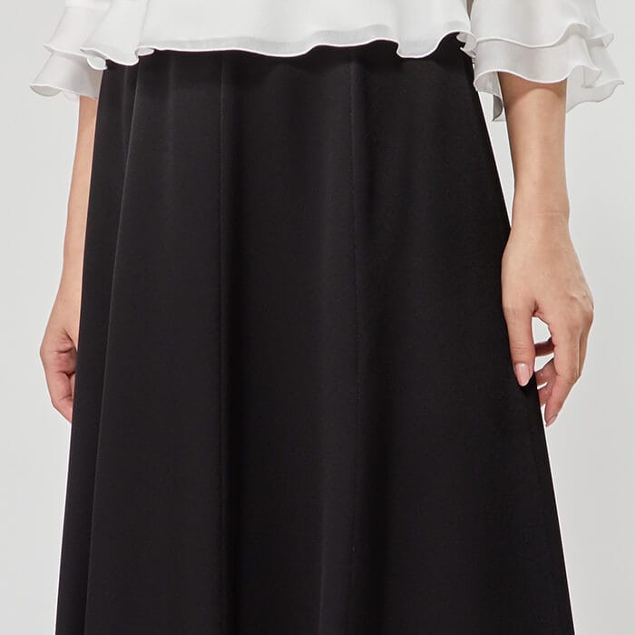 バックサテンアムンゼンのロングスカート 15号・ブラック｜東京