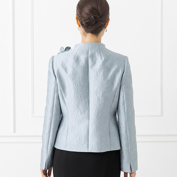 イタリア3Dジャガードのジャケット 9号・サックス｜東京ソワール