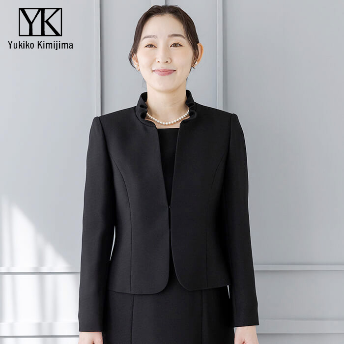 WEB限定|フリルカラーのアンサンブル 13号・ブラック｜東京ソワール