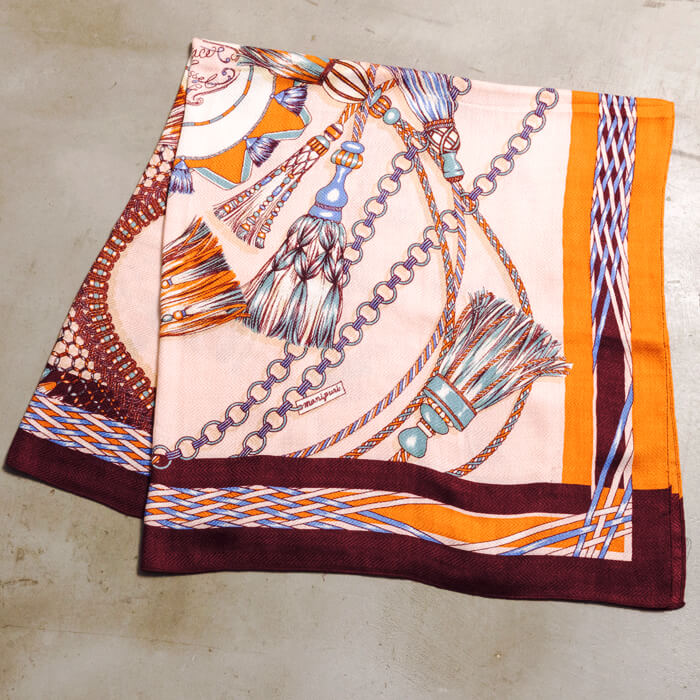 マニプリ｜タッセル柄のウールシルクストール ・ワイン｜東京ソワール