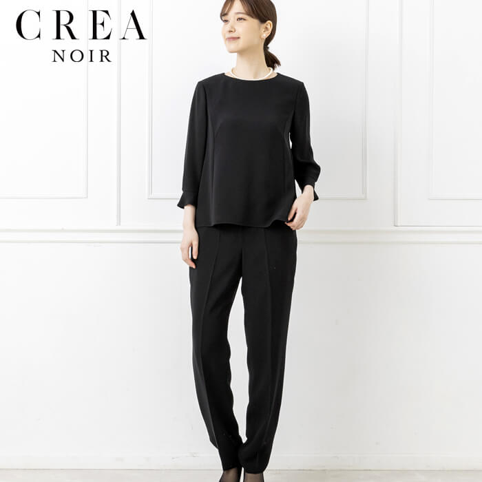 洗える｜ブラウス付きパンツスーツ 11号・ブラック｜東京ソワール