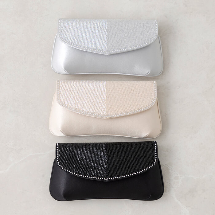 ビーズのきらめき、パーティーバッグ ・シルバー｜東京ソワール