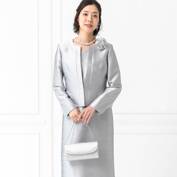 西陣織パーティーバッグ ・シルバー｜東京ソワールオンラインストア