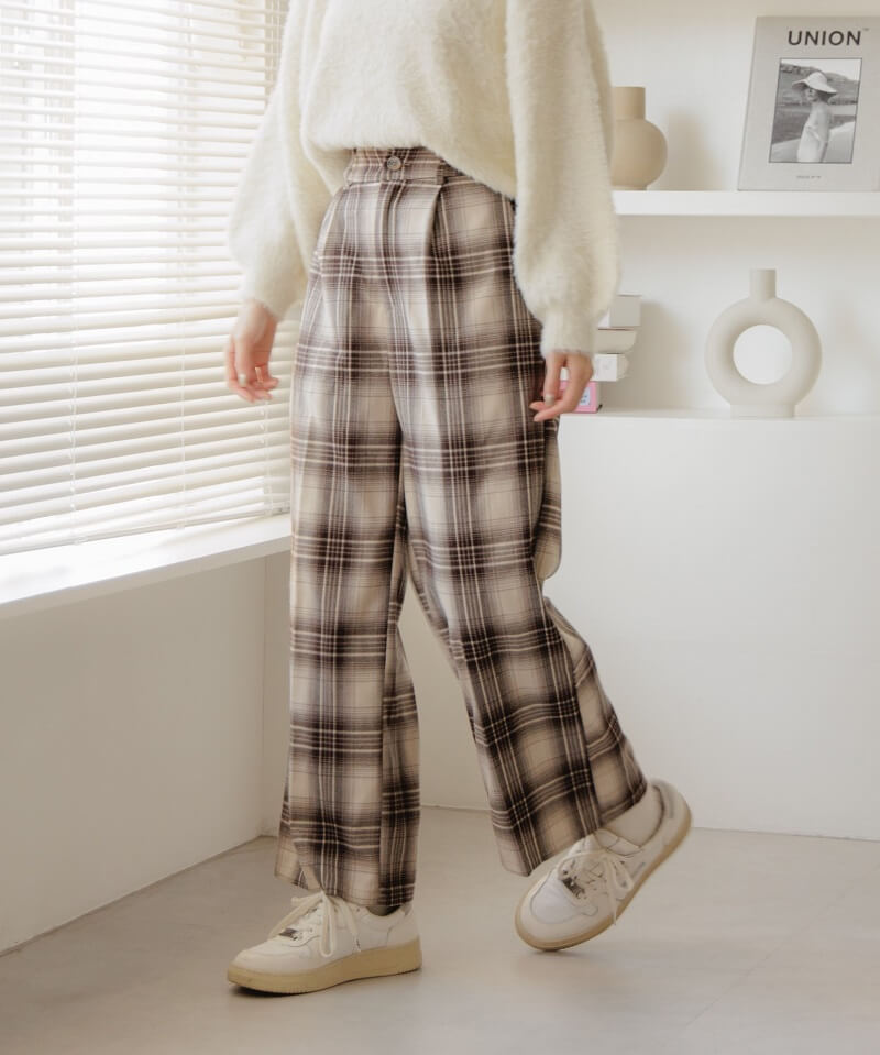 OUTLET】powdery check pants～ﾊﾟｳﾀﾞﾘｰﾁｪｯｸﾊﾟﾝﾂ | flower／フラワー