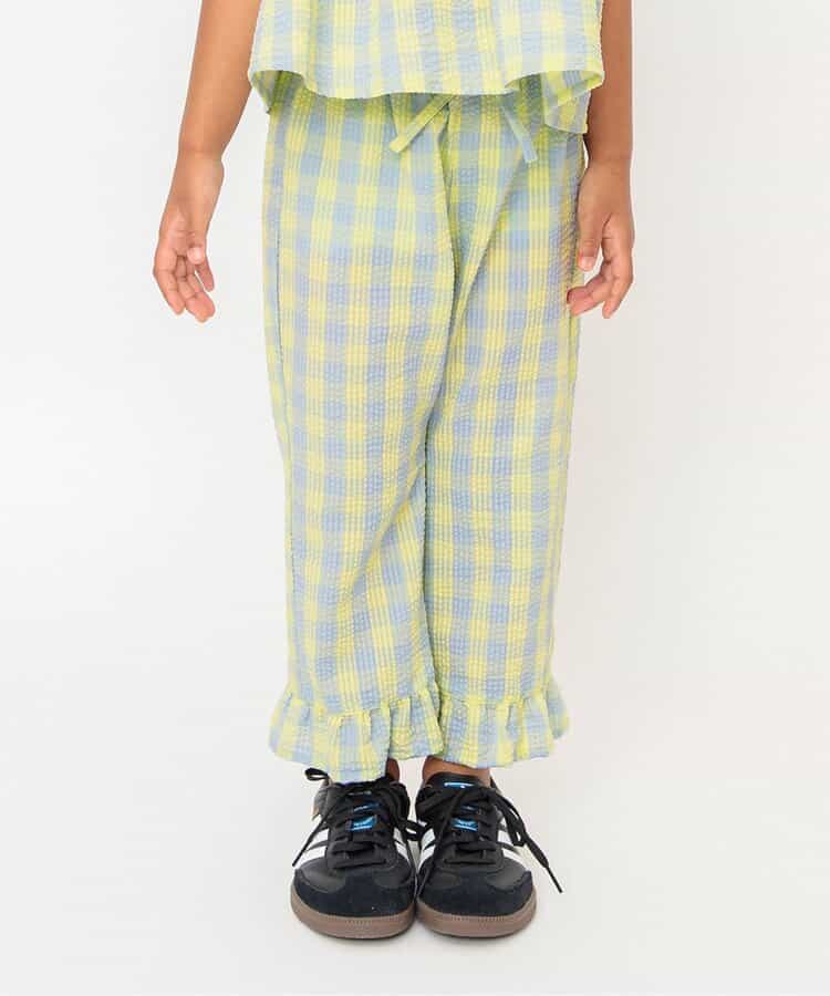 ☆SALE☆【リンク】裾フリルチェックパンツ 9分丈（J221105）|BREEZE