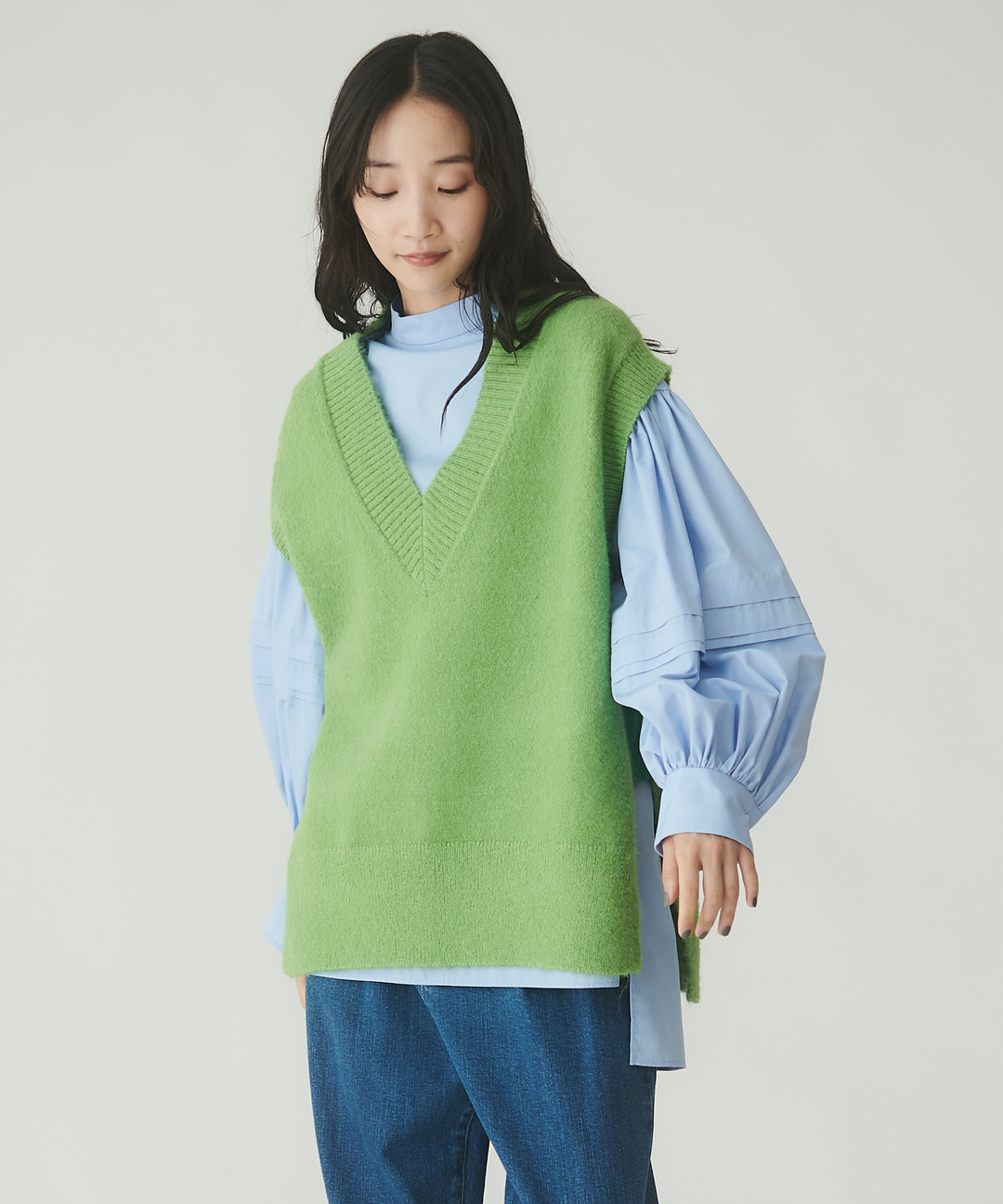 ミックスヤーンミドルゲージニットベスト – FACE SANS FARD