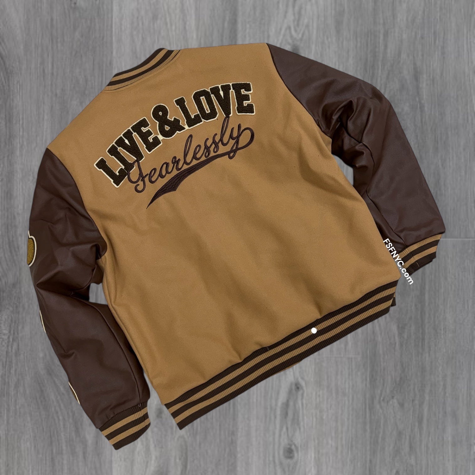 Rebel - Melton Varsity Jacket- Caramel - 560