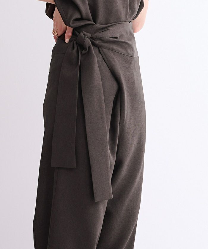 リネンライクハイウエストラップワイドパンツ | ur's（ユアーズ）