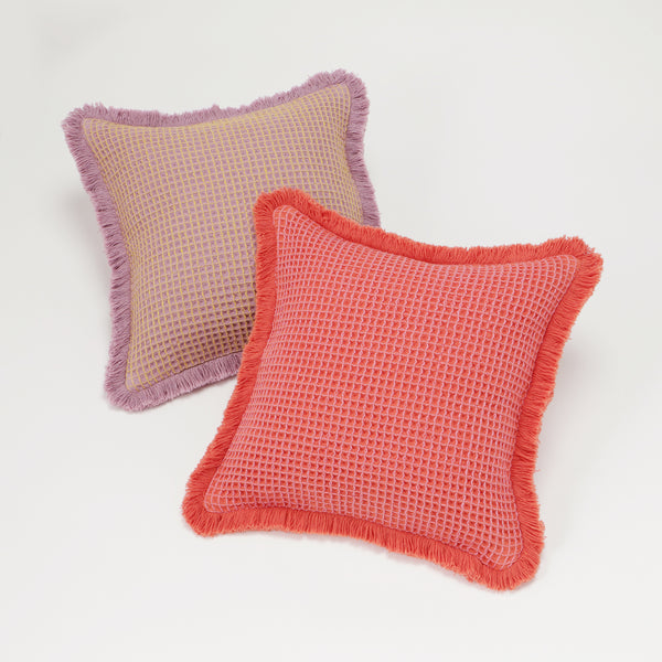 ワッフルフリンジ クッションカバー 450×450 パープル (102