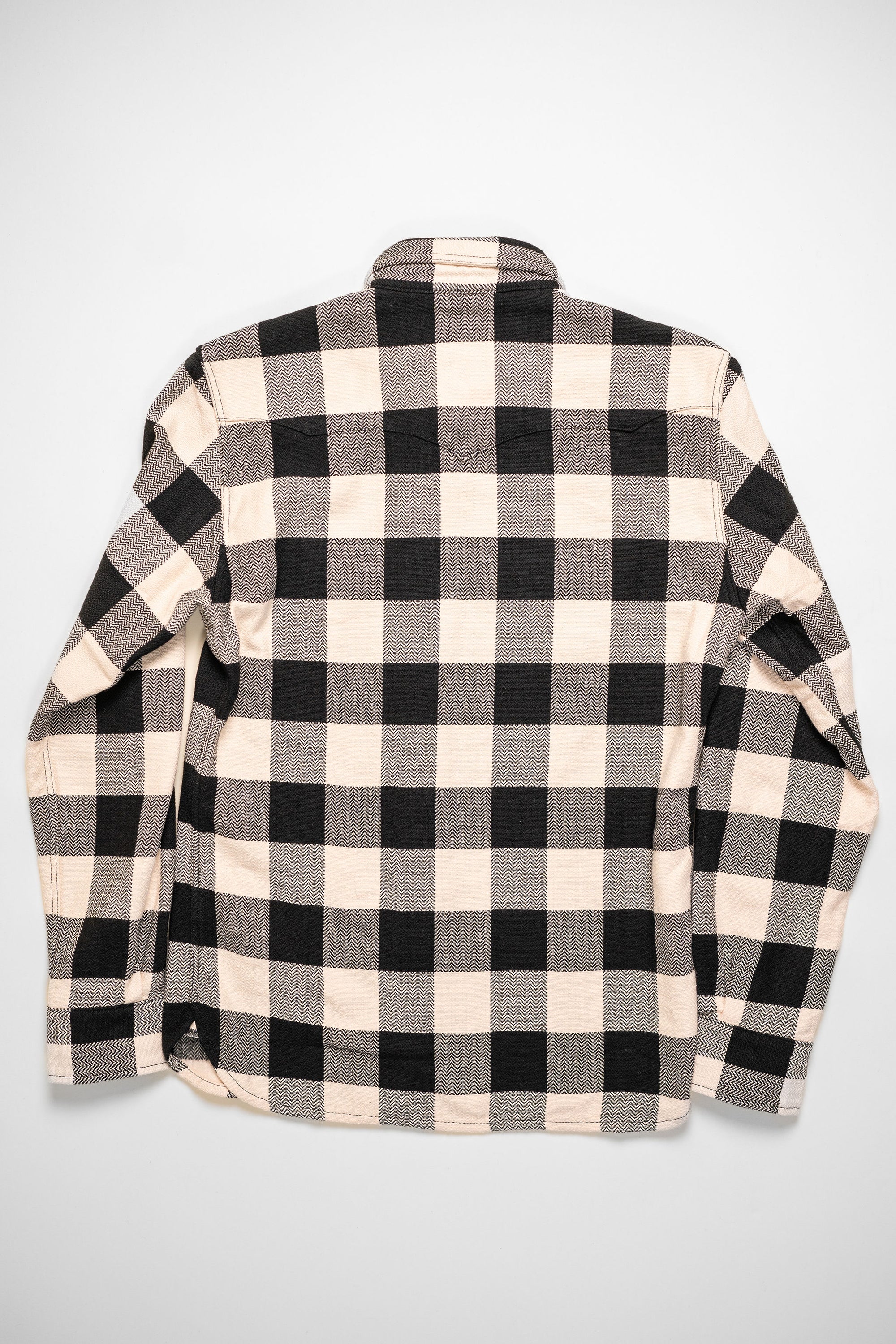 The Flat Head SNW-101L Block Check Western Flannel Shirt - Ivory