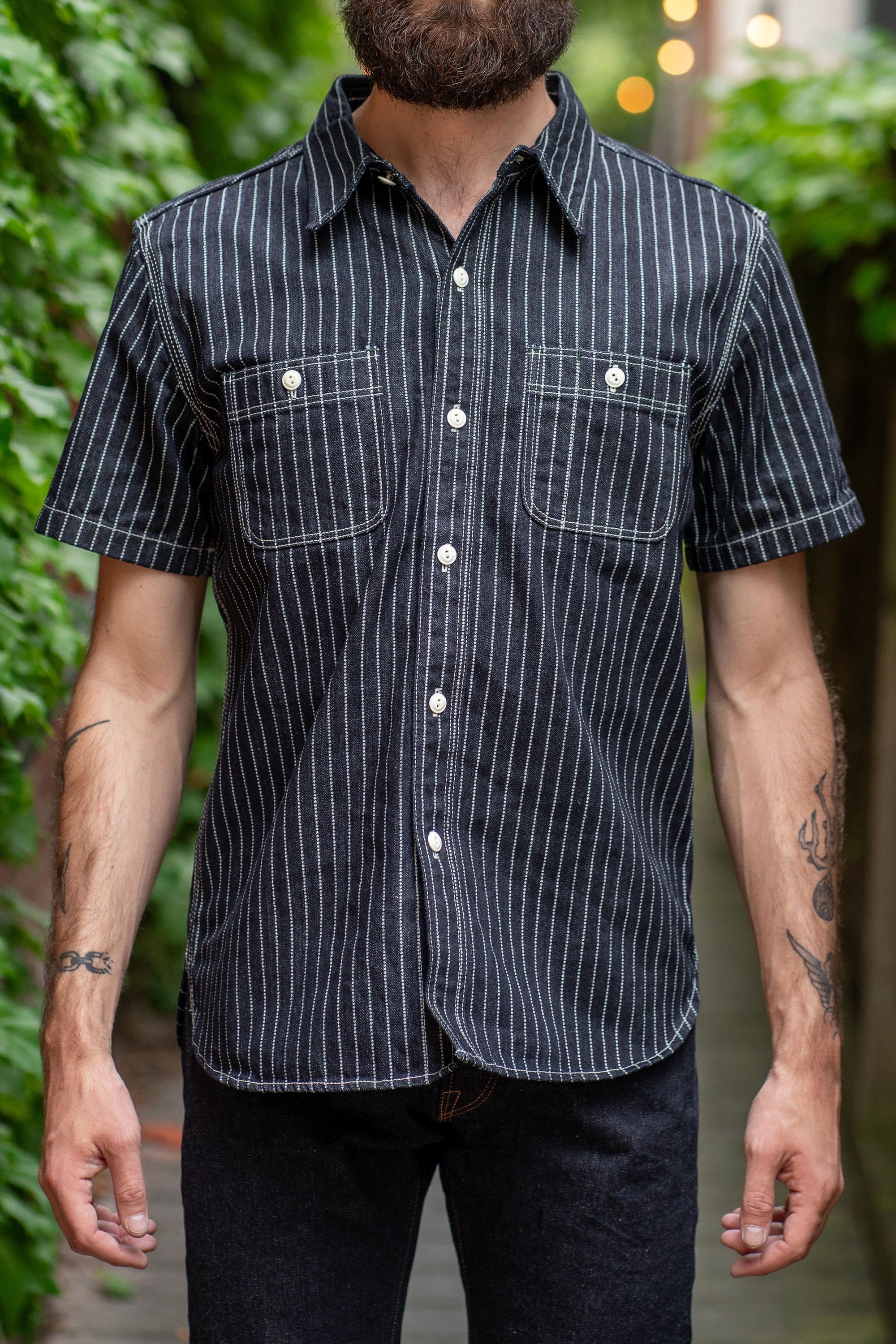 The Flat Head FN-SDK-702S - 10oz Wabash Denim Work Shirt S/S
