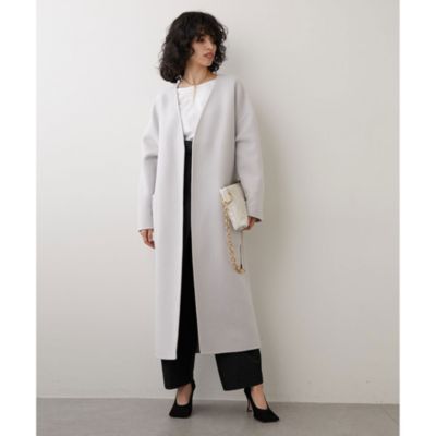 Whim Gazette(ウィム ガゼット)のノーカラーロングリバーコート通販