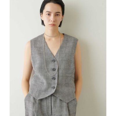 Whim Gazette(ウィム ガゼット)のリネングレンチェックベスト通販