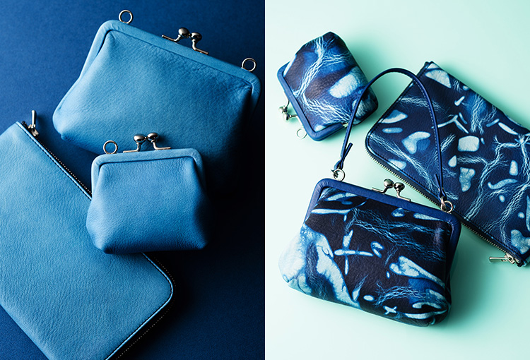 池之端銀革店】Cramp×SUKUMO Leather 藍染めがま口財布 | 藤巻百貨店